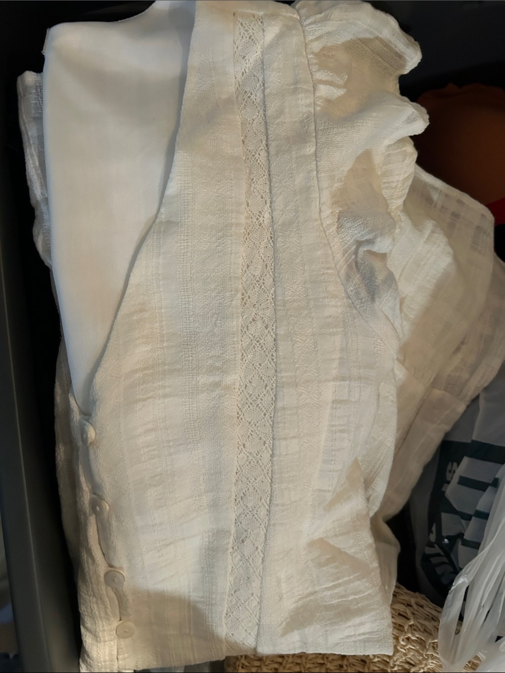 Gianni Bini White Cotton Tiered V-Neck Mini Dress - Picture 10 of 10